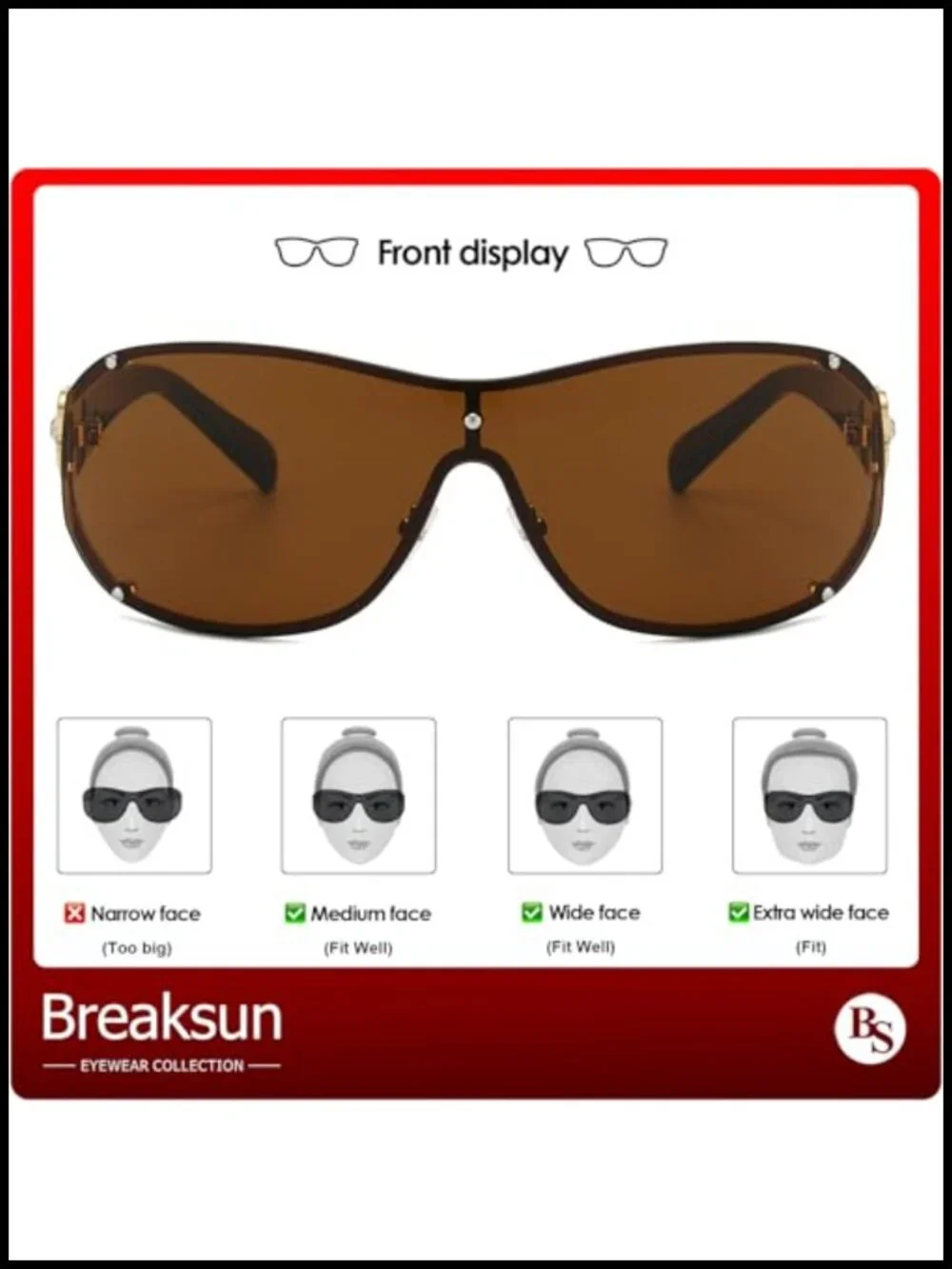 Oversized Y2K Shield Sunglasses with Rhinestone Camellia Motif UV400 Protection